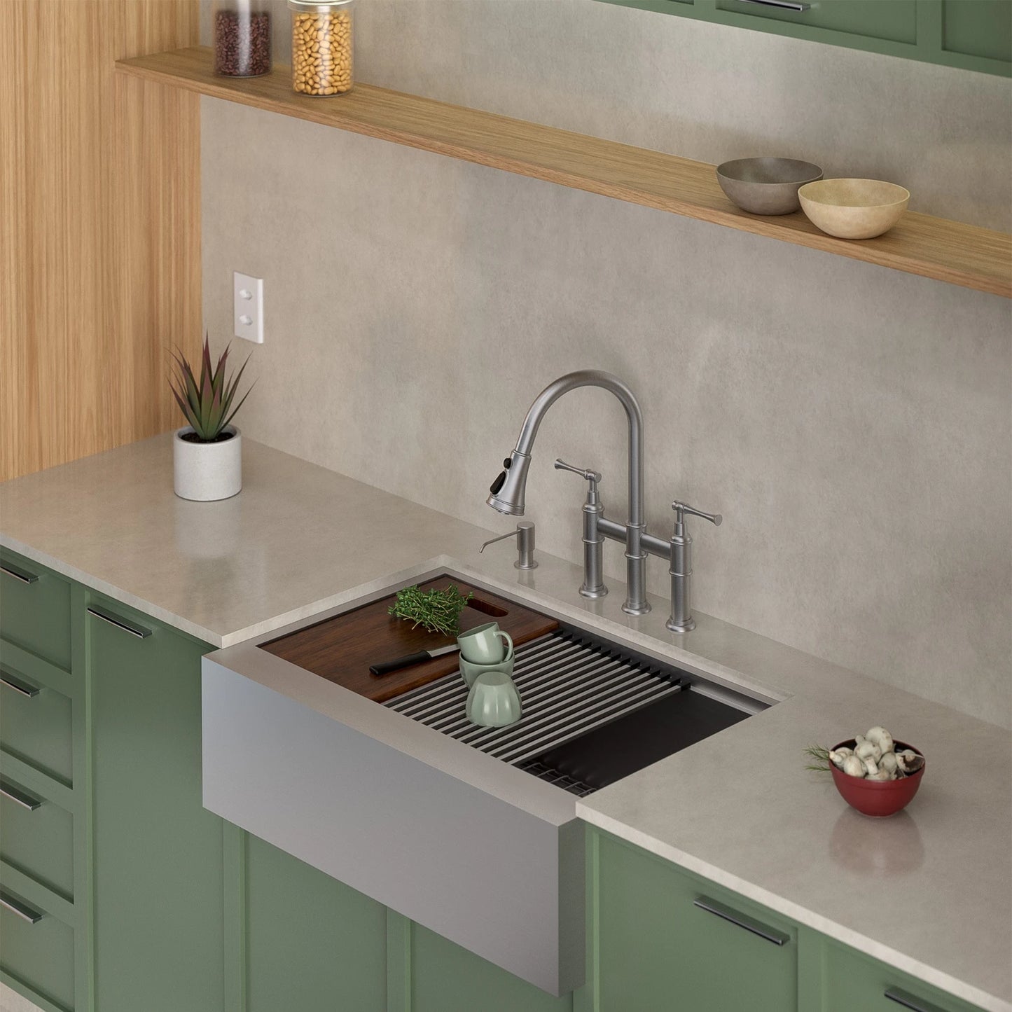 TORNEIRA DUPLO COMANDO Q/F BRIDGE AÇO ESCOVADO