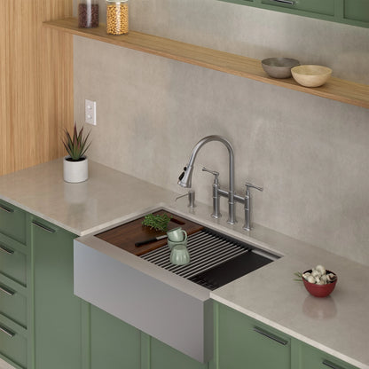 TORNEIRA DUPLO COMANDO Q/F BRIDGE AÇO ESCOVADO