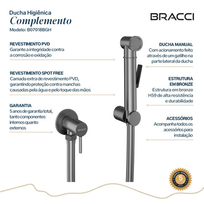 DUCHA HIGIÊNICA GRAFITE ESCOVADO ÁGUA FRIA