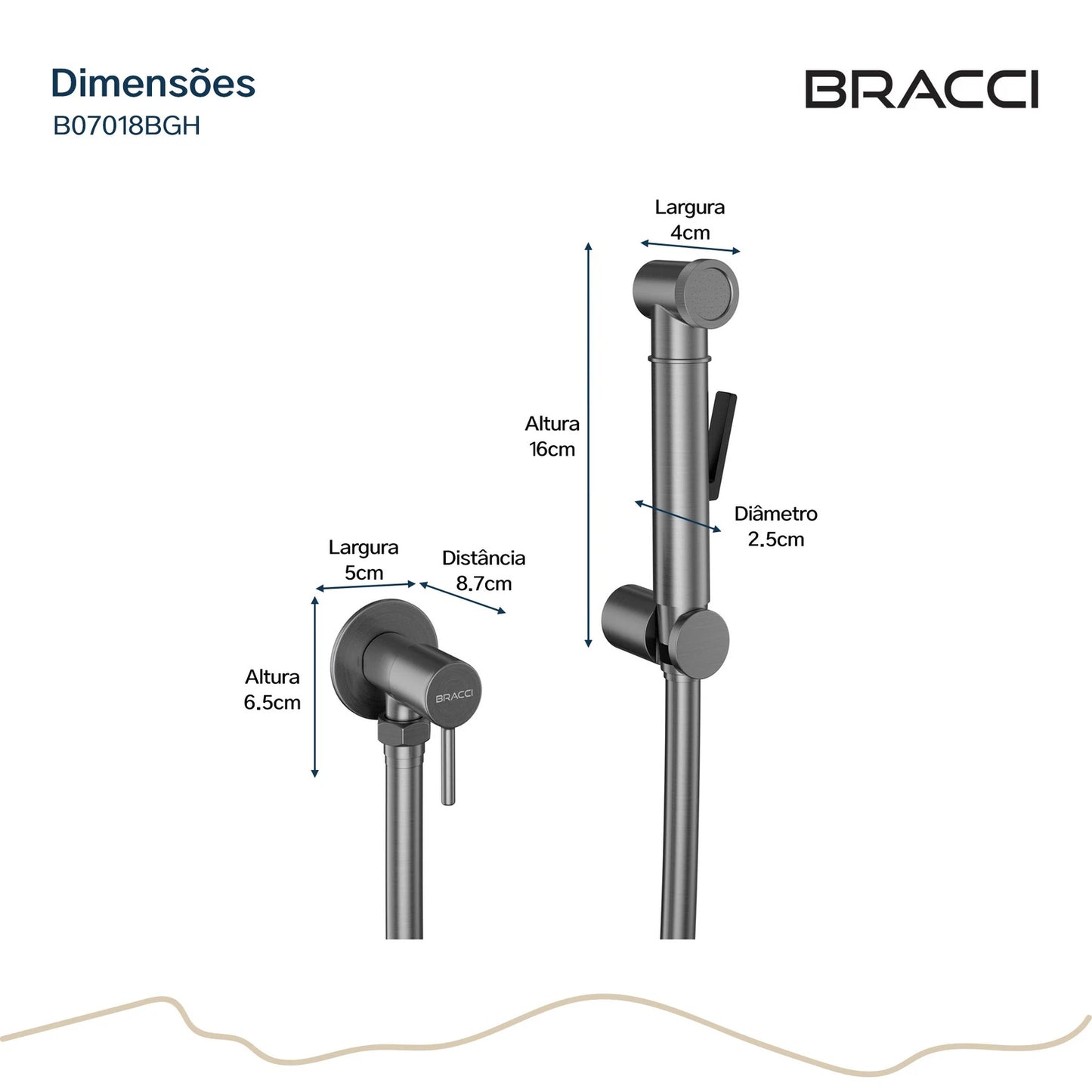 DUCHA HIGIÊNICA GRAFITE ESCOVADO ÁGUA FRIA