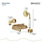 KIT DESVIADOR CHUVEIRO DE TETO CLÁSSICO DOURADO