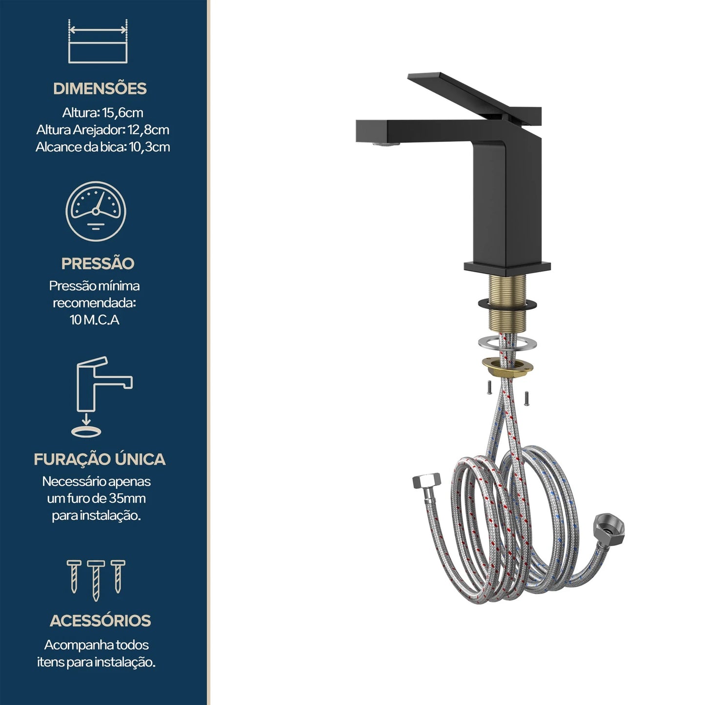 TORNEIRA MONOCOMANDO Q/F NEW VERCCI PRETO