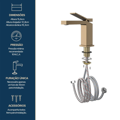 TORNEIRA MONOCOMANDO Q/F NEW VERCCI ROSE ESCOVADO