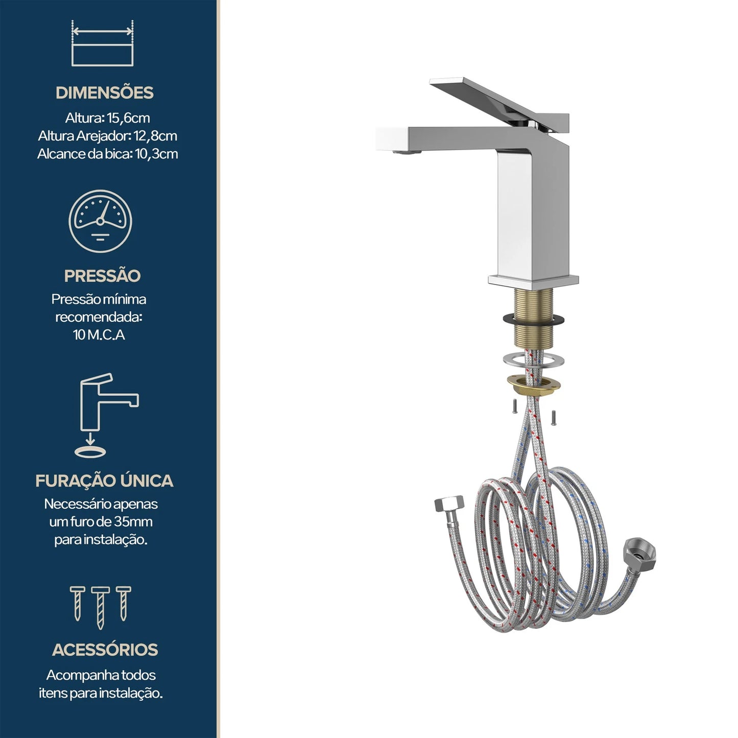 TORNEIRA MONOCOMANDO Q/F NEW VERCCI CROMADO