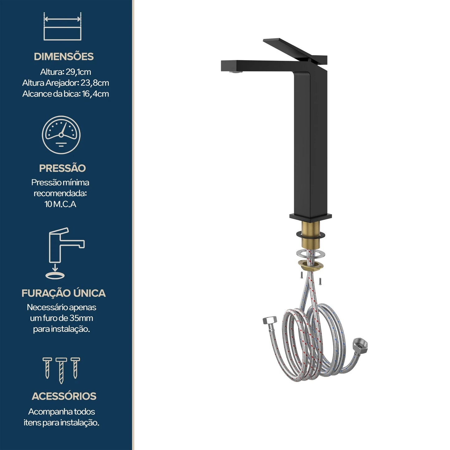 TORNEIRA MONOCOMANDO Q/F NEW VERCCI PRETO