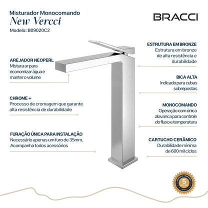 TORNEIRA MONOCOMANDO Q/F NEW VERCCI CROMADO
