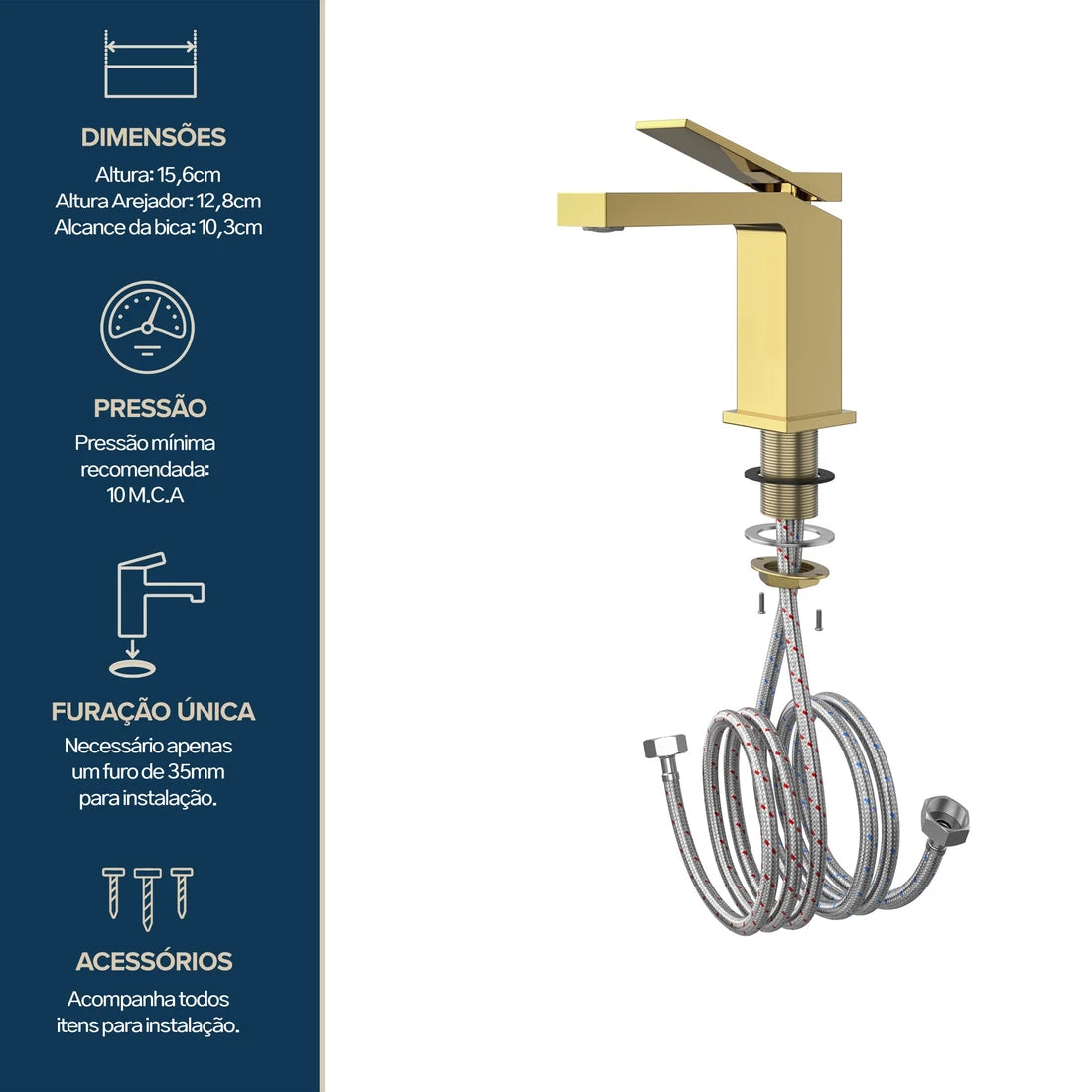 TORNEIRA MONOCOMANDO Q/F NEW VERCCI DOURADO