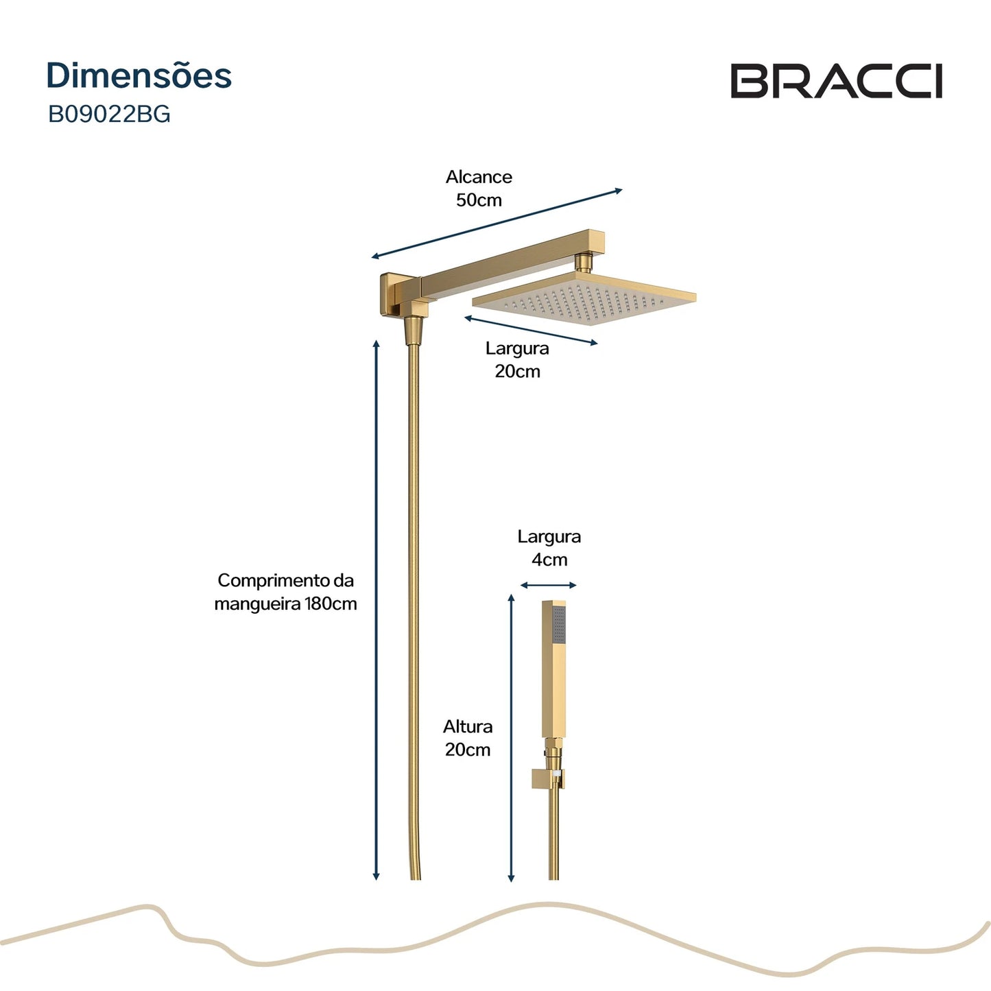 CHUVEIRO COM DESVIADOR DOURADO ESCOVADO VERCCI