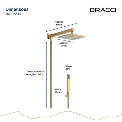 CHUVEIRO COM DESVIADOR DOURADO ESCOVADO VERCCI