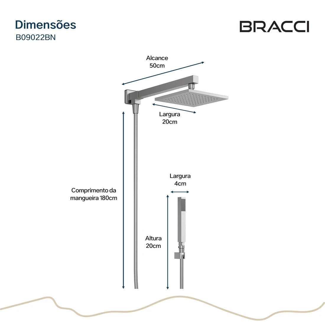 CHUVEIRO COM DESVIADOR AÇO ESCOVADO VERCCI