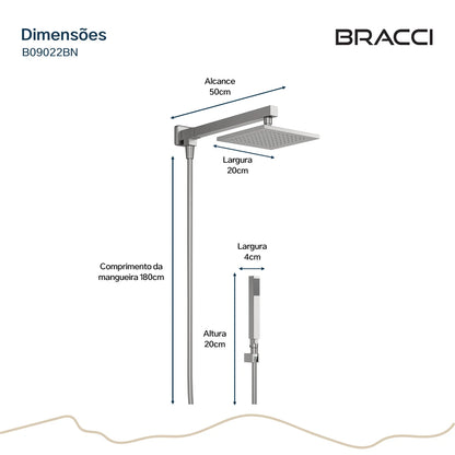 CHUVEIRO COM DESVIADOR AÇO ESCOVADO VERCCI