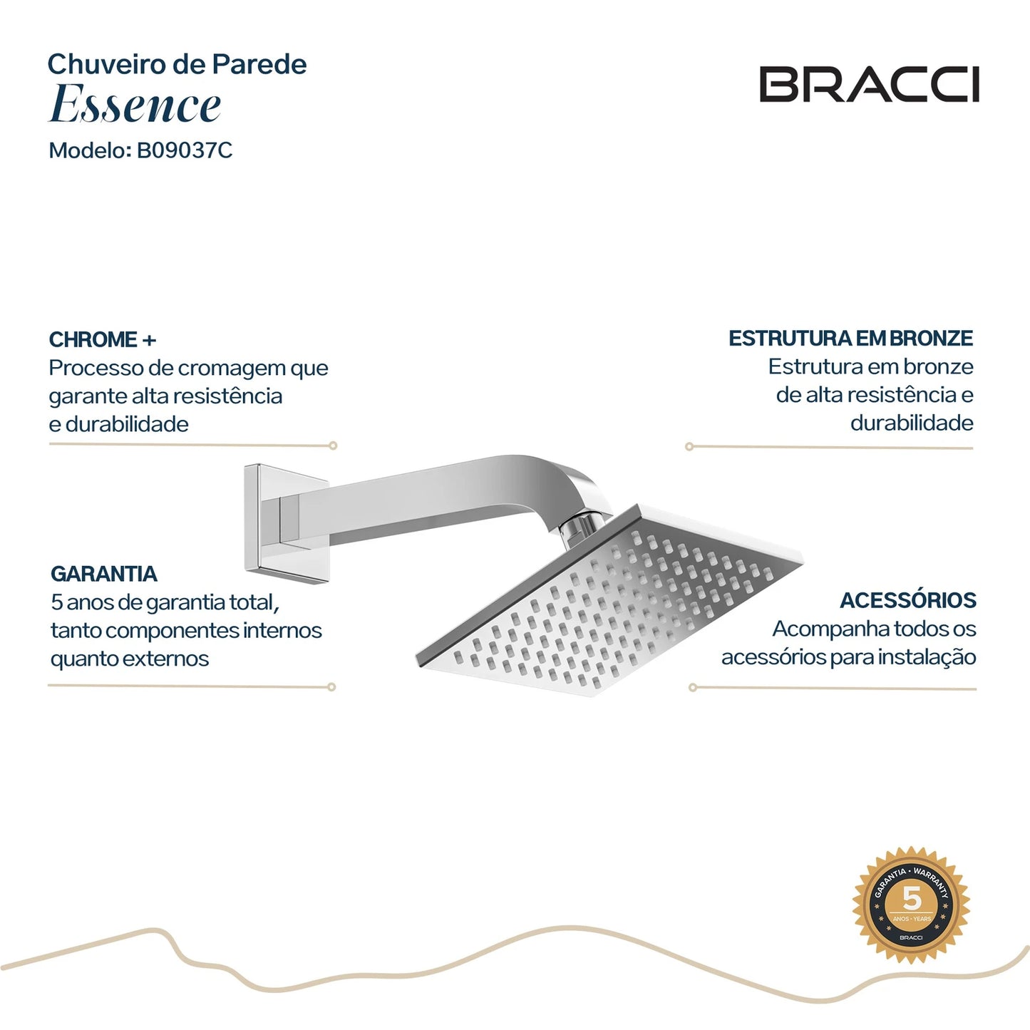 CHUVEIRO QUADRADO 15X15 CROMADO