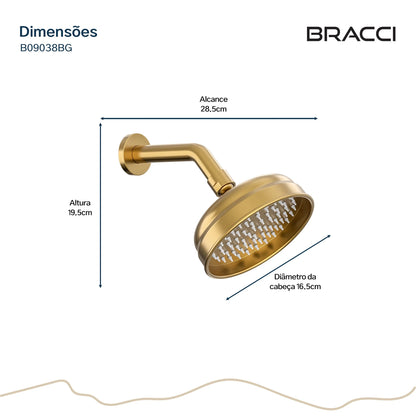 CHUVEIRO CLÁSSICO ST CLAIRE 6 POL DOURADO ESCOVADO