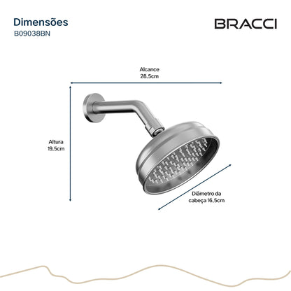 CHUVEIRO CLÁSSICO ST CLAIRE 6 POL AÇO ESCOVADO