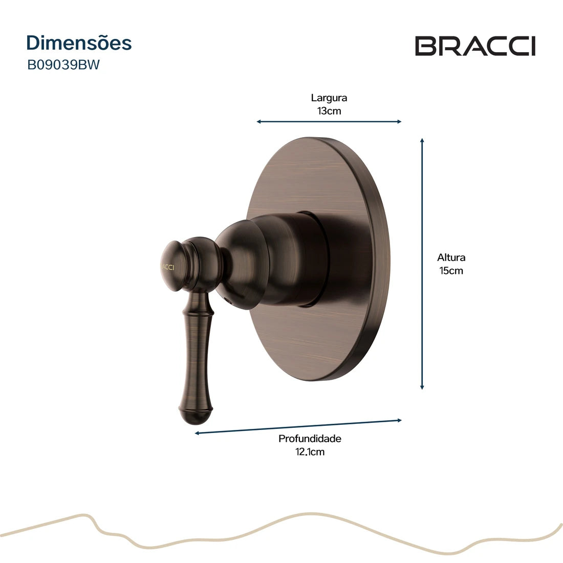 ACABAMENTO MONOCOMANDO CHUVEIRO CLÁSSICO BRONZE ESCOVADO