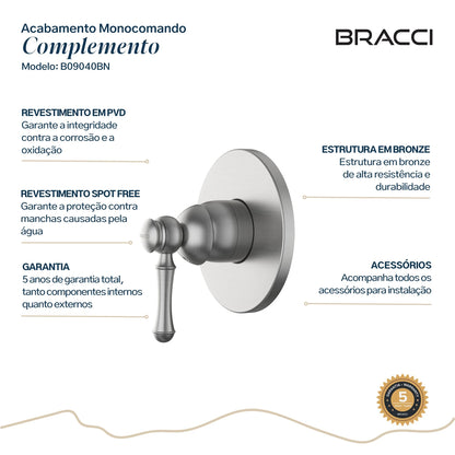 ACABAMENTO MONOCOMANDO DUCHA HIGIÊNICA CLÁSSICO AÇO ESCOVADO