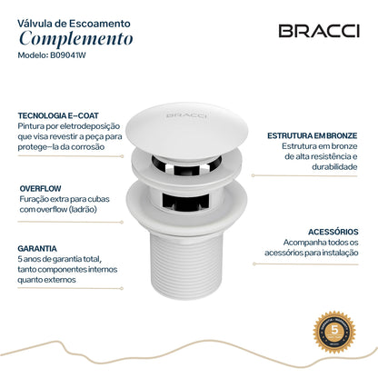 VÁLVULA DE ESCOAMENTO BRANCA COM LADRÃO