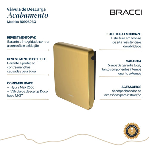 ACABAMENTO DE VALVULA DESCARGA HYDRA/DOCOL DOURADO ESCOVADO