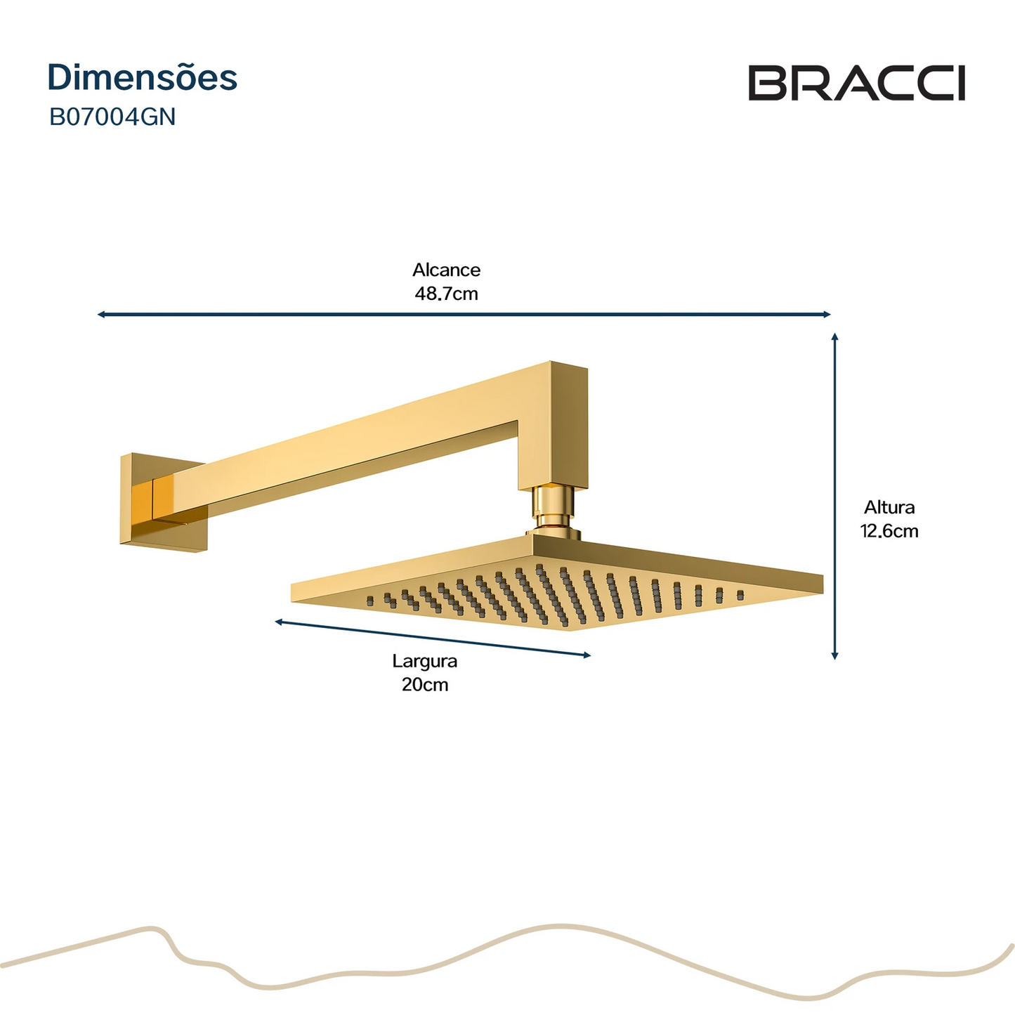 CHUVEIRO DE PAREDE DOURADO