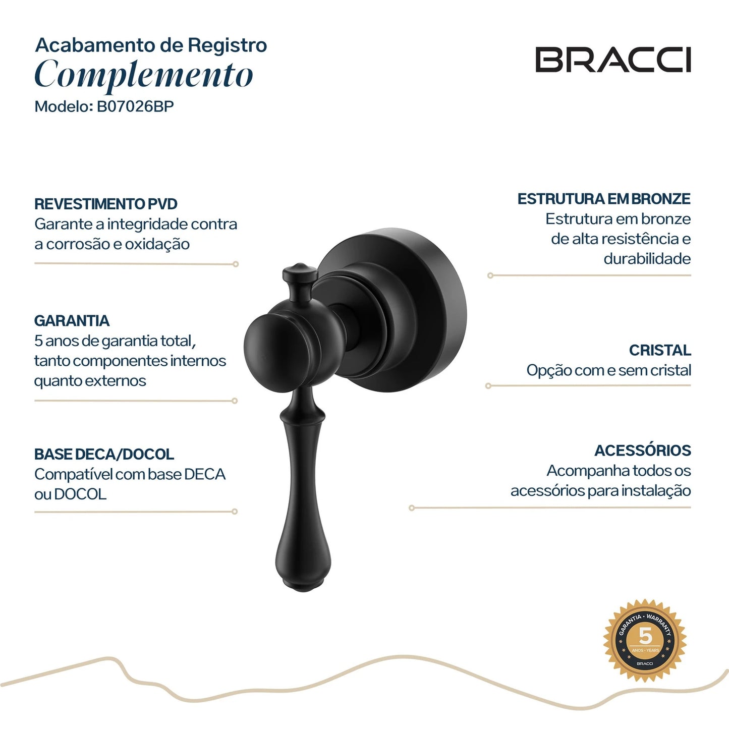 ACABAMENTO DE REGISTRO ST CLAIRE PRETO FOSCO