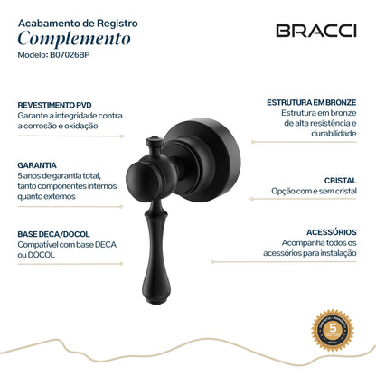 ACABAMENTO DE REGISTRO ST CLAIRE PRETO FOSCO