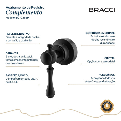 ACABAMENTO DE REGISTRO ST CLAIRE PRETO FOSCO