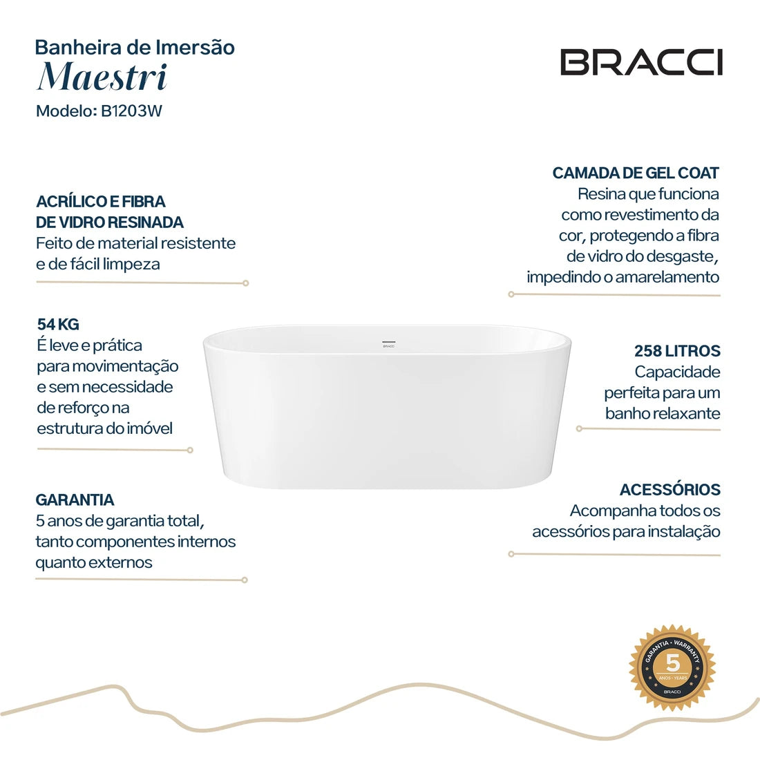 BANHEIRA DE IMERSÃO MAESTRI 1.69 M