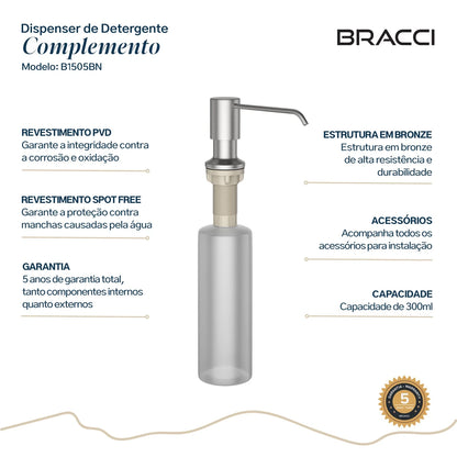 DISPENSER DE DETERGENTE AÇO ESCOVADO