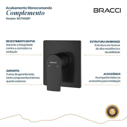 ACABAMENTO MONOCOMANDO CHUVEIRO PRETO FOSCO PVD