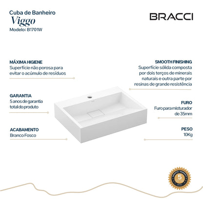 CUBA VIGGO 50CM BRANCO BRILHO