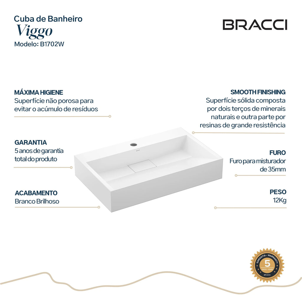 CUBA VIGGO 60CM BRANCO BRILHO