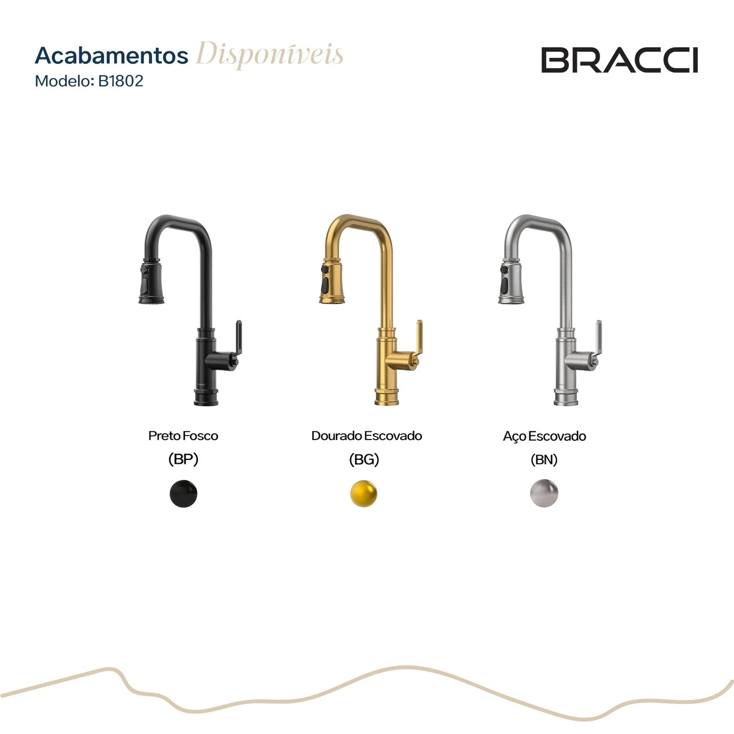 TORNEIRA MONOCOMANDO Q/F INDUSTRIAL DOURADO ESCOVADO