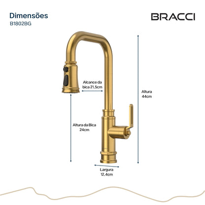 TORNEIRA MONOCOMANDO Q/F INDUSTRIAL DOURADO ESCOVADO