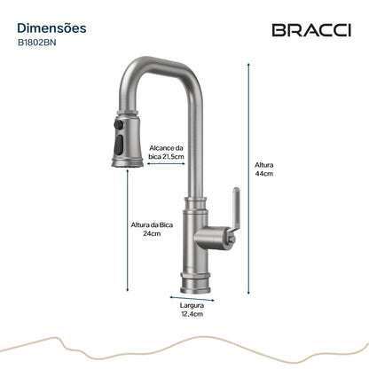 TORNEIRA MONOCOMANDO Q/F INDUSTRIAL AÇO ESCOVADO