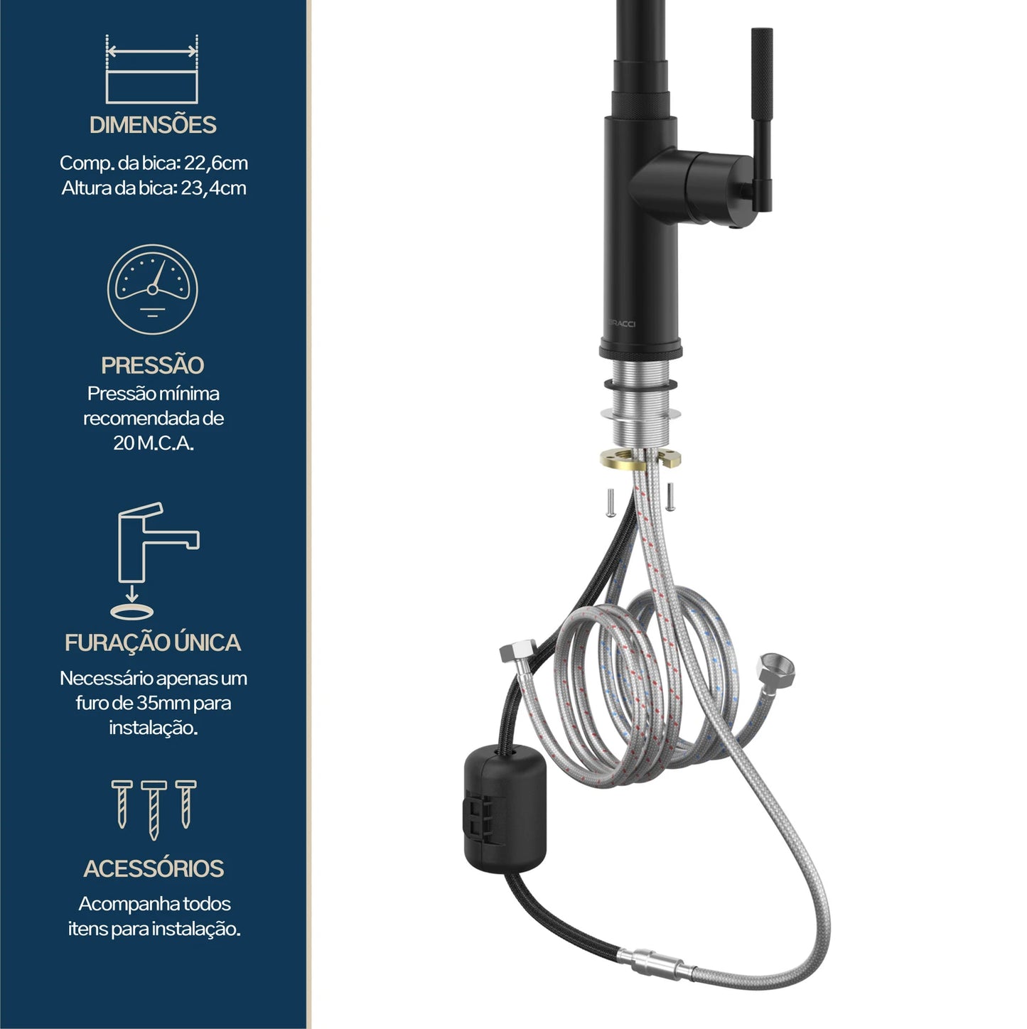 TORNEIRA MONOCOMANDO Q/F ALLURE PRETO FOSCO