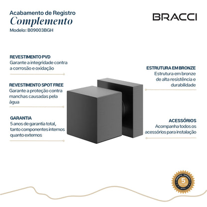 ACABAMENTO DE REGISTRO QUADRADO GRAFITE ESCOVADO