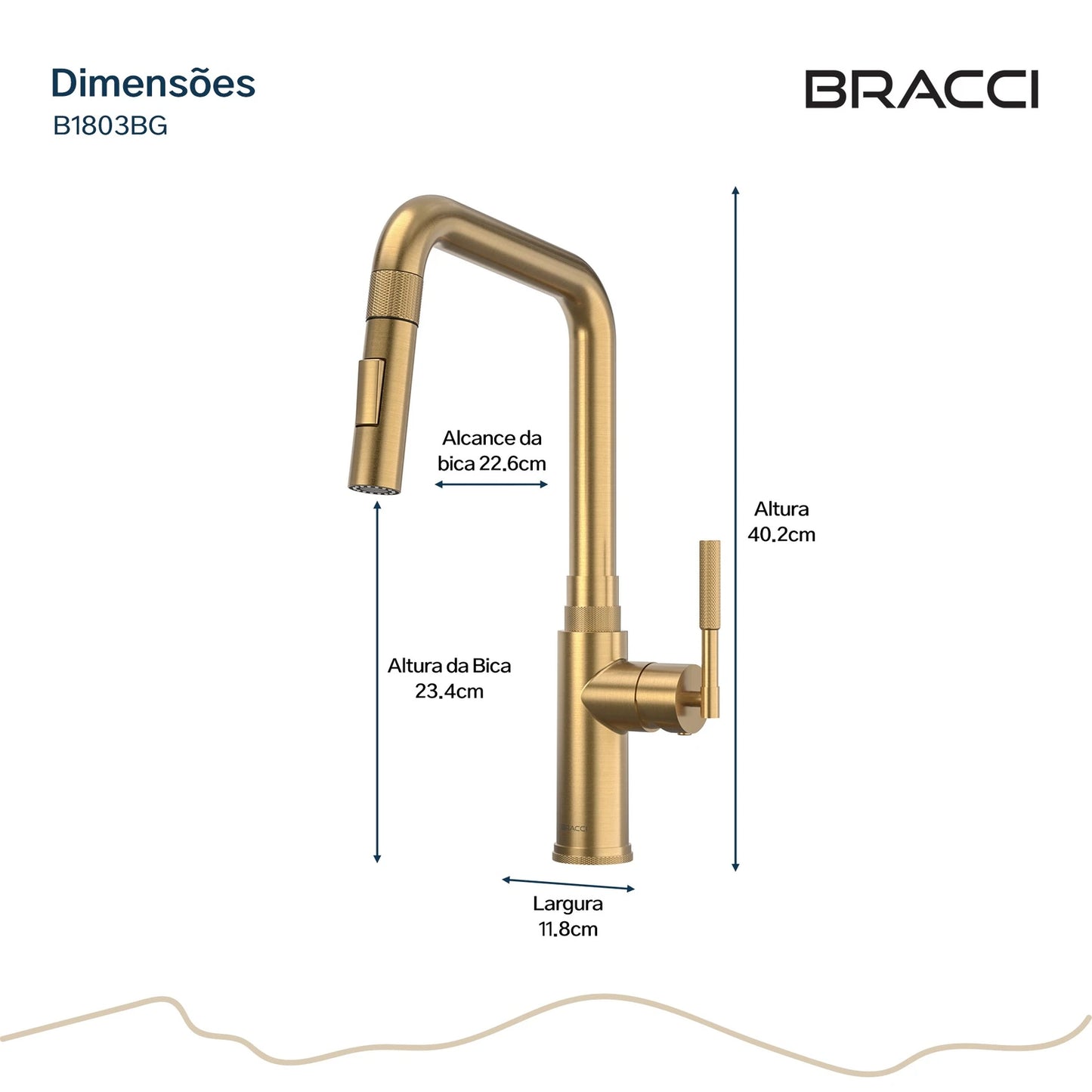 TORNEIRA MONOCOMANDO Q/F ALLURE DOURADO ESCOVADO