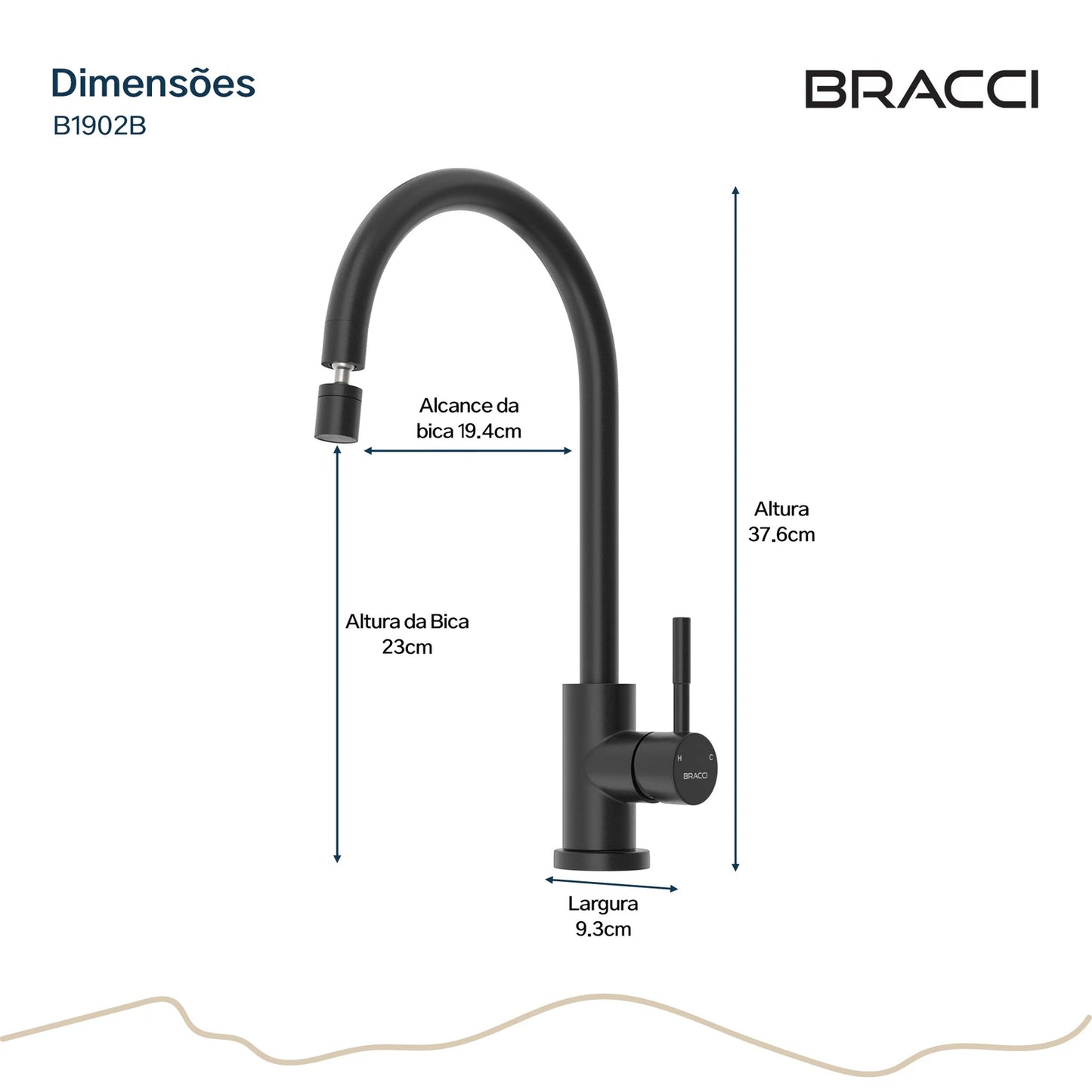 TORNEIRA MONOCOMANDO Q/F ST LOUISE BASIC PRETO