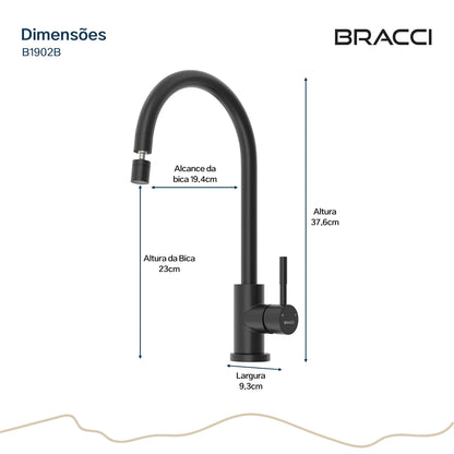 TORNEIRA MONOCOMANDO Q/F ST LOUISE BASIC PRETO