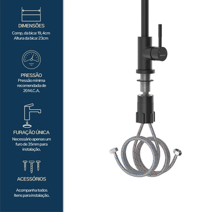 TORNEIRA MONOCOMANDO Q/F ST LOUISE BASIC PRETO