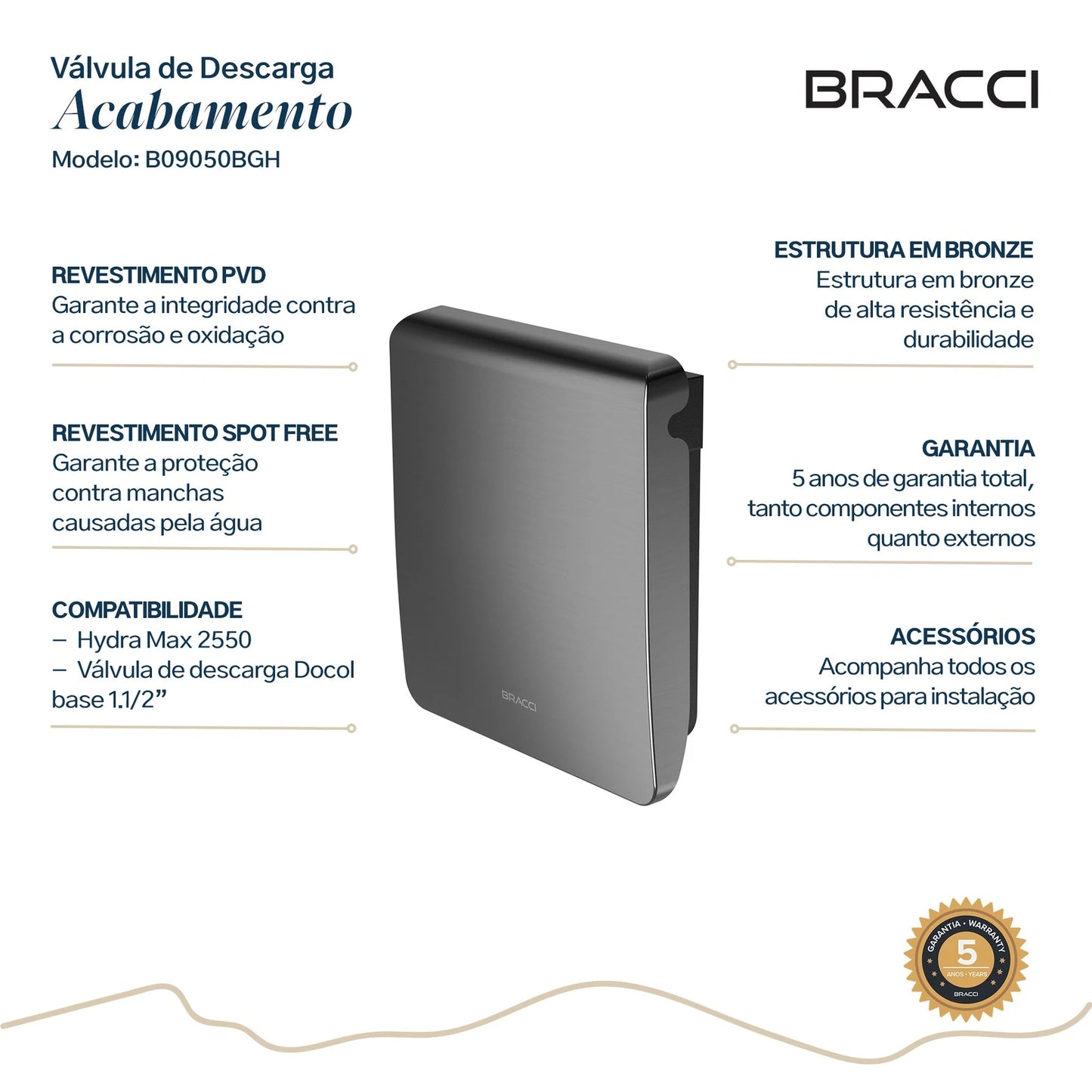 ACABAMENTO DE VALVULA DESCARGA HYDRA/DOCOL GRAFITE ESCOVADO