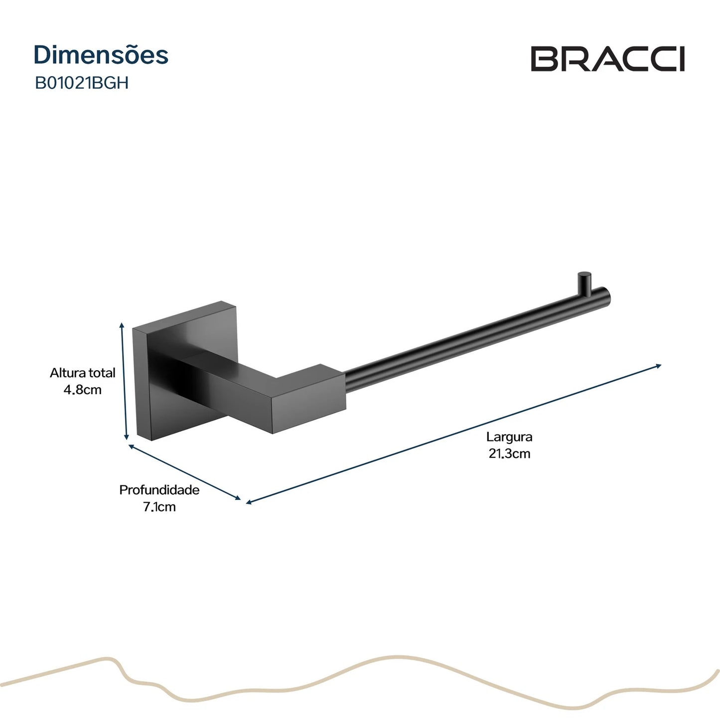 PORTA PAPEL HIGIÊNICO GRAFITE ESCOVADO PRETO VERCCI