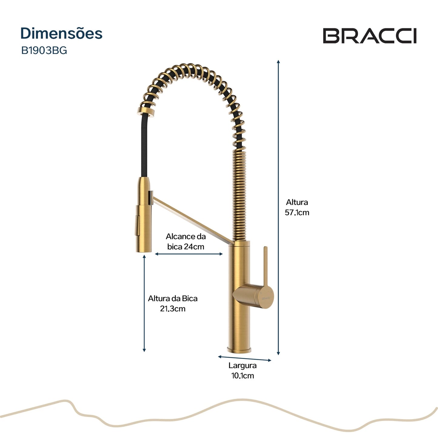 TORNEIRA MONOCOMANDO Q/F CELINE DOURADO ESCOVADO