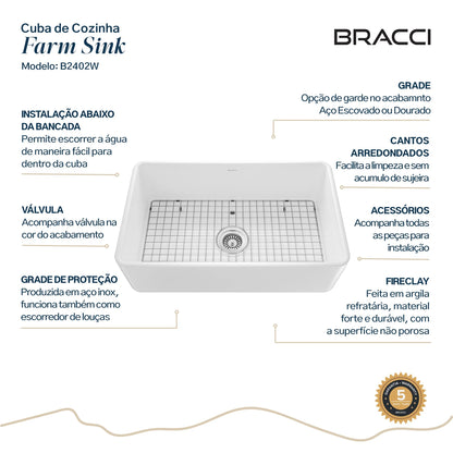 CUBA FARM SINK EM FIRECLAY 76 CM