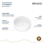 CUBA REDONDA CERÂMICA 34.8CM BRANCA