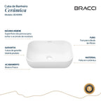 CUBA RETANGULAR CERÂMICA 46CM BRANCA
