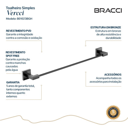 TOALHEIRO SIMPLES GRAFITE ESCOVADO VERCCI