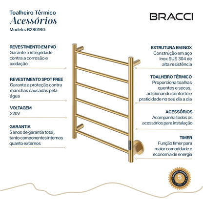 TOALHEIRO TÉRMICO DOURADO ESCOVADO