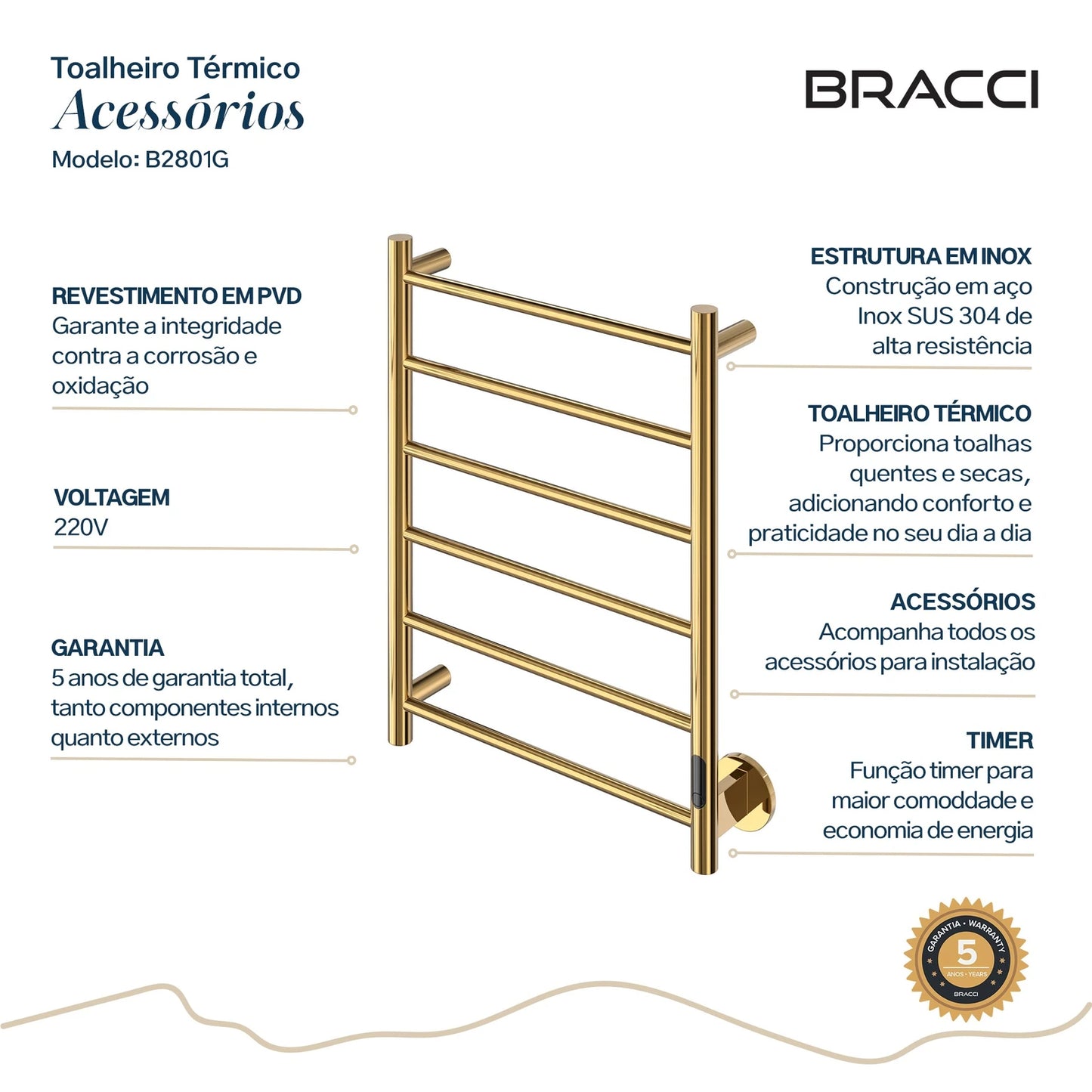 TOALHEIRO TÉRMICO DOURADO