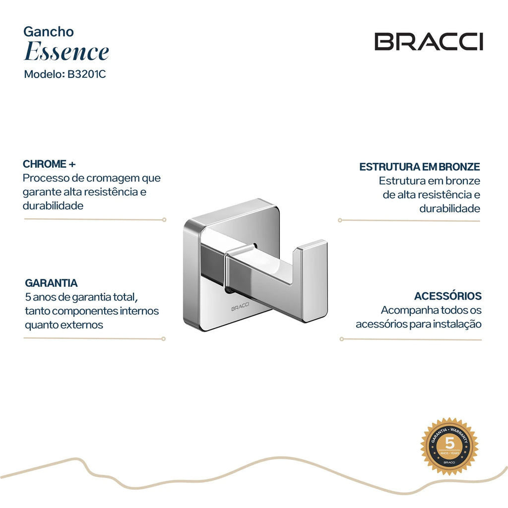 GANCHO SIMPLES ESSENCE CROMADO